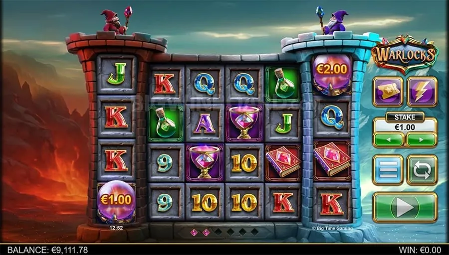 A vibrant slot machine interface with big wins